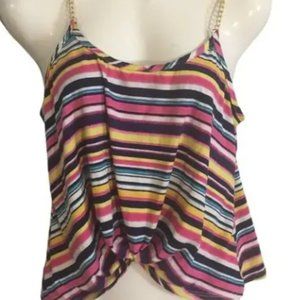 Women's Multicolored Gold Toned Chain Straps Top Sz M